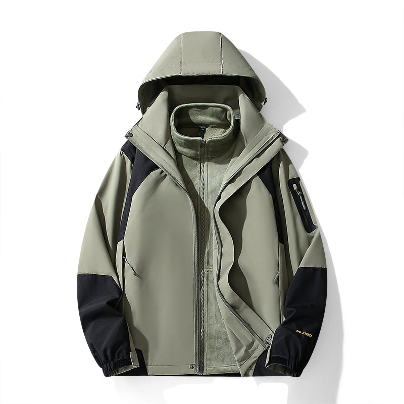 Unisex Casual 3 In 1 Fleece Jacket Autumn Winter Warm Inner Lining Coat Outdoor Men/Women Hiking Camping Utility Outerwear