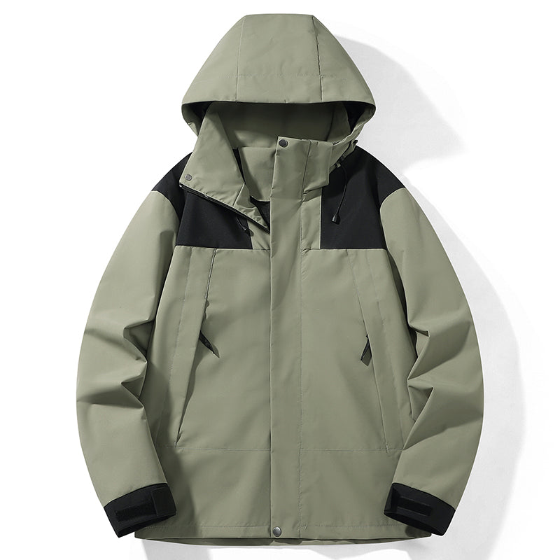 Unisex Casual Jacket Outdoor Waterproof 2633Hooded Windbreaker Utility Outerwear Men/Women Hiking Camping Windproof Light Clothes