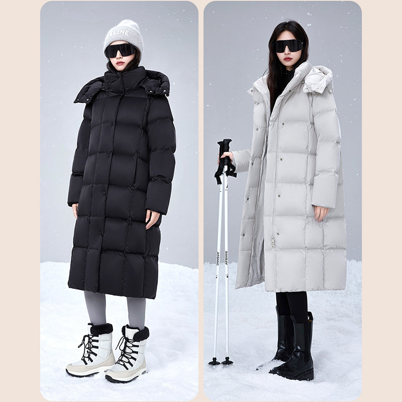 Women Thick Warm Long Down Jacket White Duck Down Loose Outerwear Winter Outdoor Puffer Coat Casual for Cold Weather Streetwear