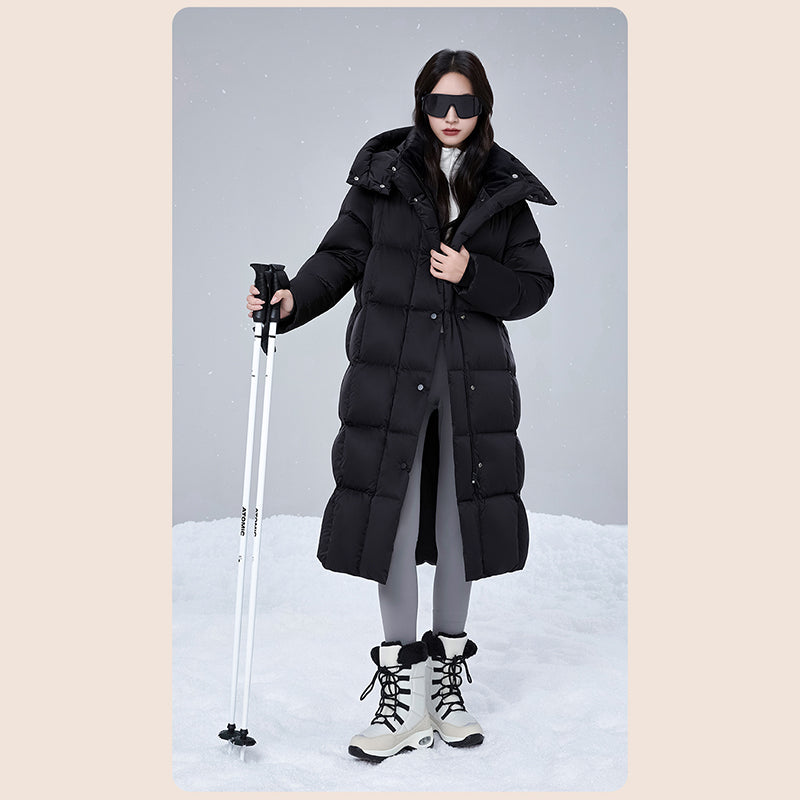 Women Thick Warm Long Down Jacket White Duck Down Loose Outerwear Winter Outdoor Puffer Coat Casual for Cold Weather Streetwear
