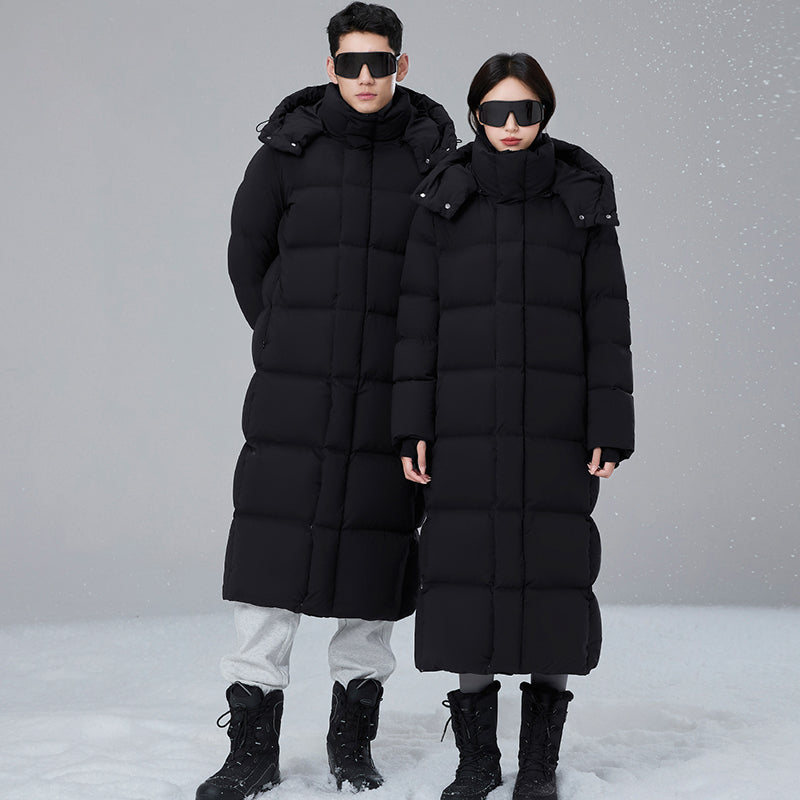 Unisex Thick Warm Loose Down Jacket White Duck Down Fashion Outerwear Men/Women Winter Soft Comfortable Long Puffer Coat