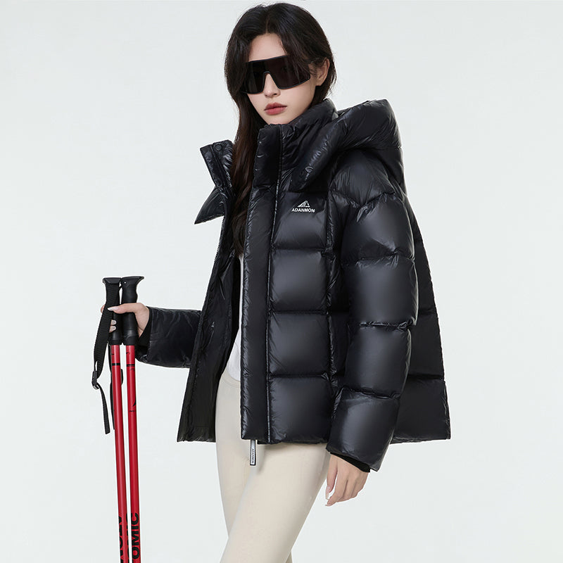 Women Fashion Short Down Jacket Filled with 95% white Duck Down Warm Puffer Coat Winter Outdoor Comfortable Casual Outerwear