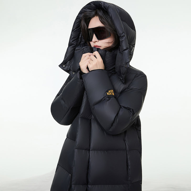 Women Fashion Long Down Jacket White Duck Down Warm Loose Outerwear Winter Outdoor Comfortable Thick Puffer Coat Hooded