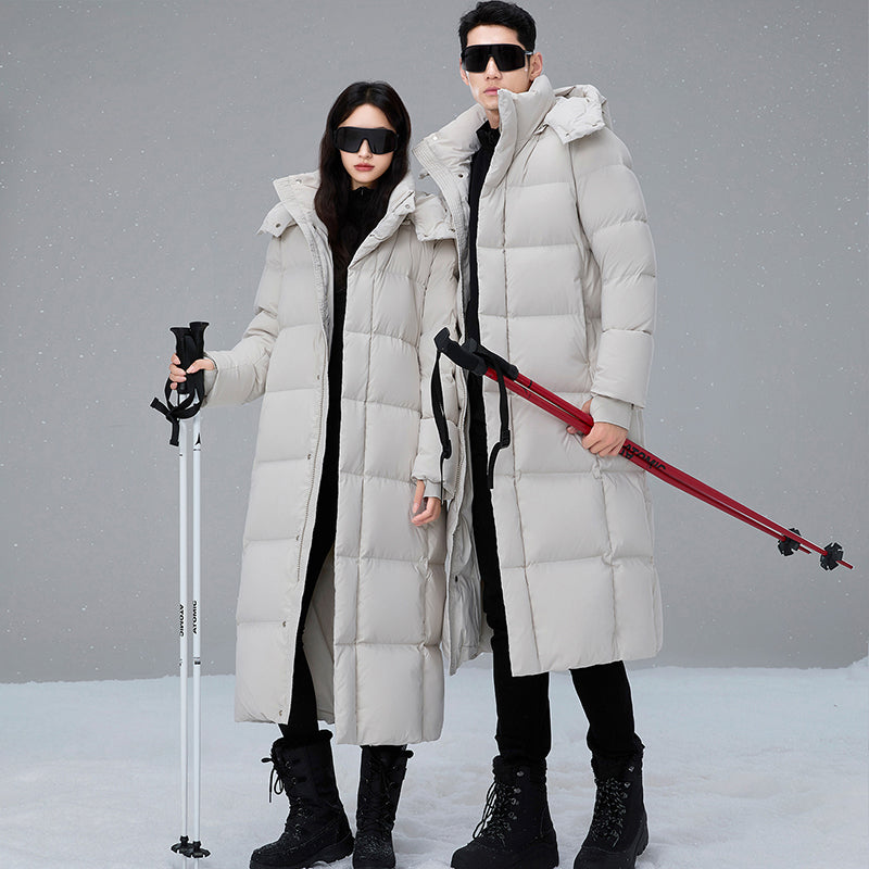 Unisex Thick Warm Loose Down Jacket White Duck Down Fashion Outerwear Men/Women Winter Soft Comfortable Long Puffer Coat
