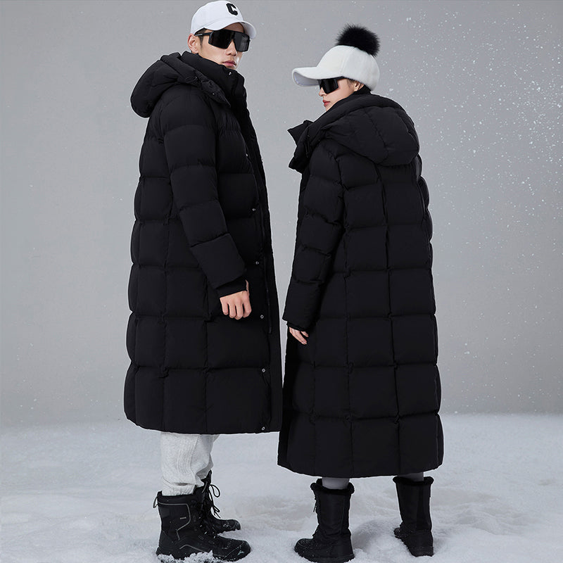 Unisex Thick Warm Loose Down Jacket White Duck Down Fashion Outerwear Men/Women Winter Soft Comfortable Long Puffer Coat