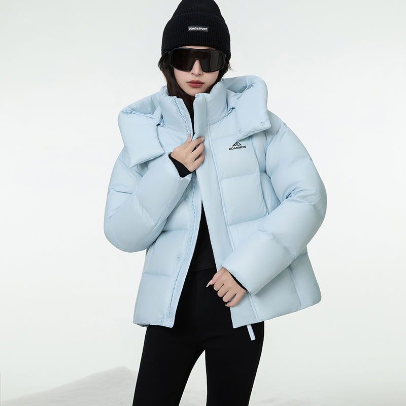 Women Fashion Short Down Jacket Filled with 95% white Duck Down Warm Puffer Coat Winter Outdoor Comfortable Casual Outerwear