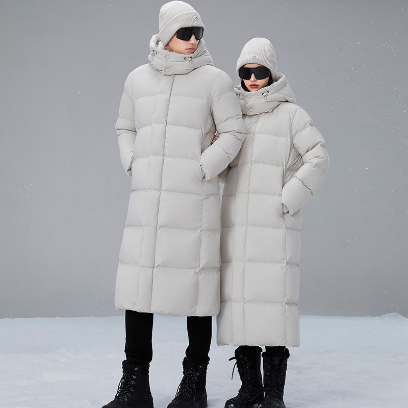 Unisex Thick Warm Loose Down Jacket White Duck Down Fashion Outerwear Men/Women Winter Soft Comfortable Long Puffer Coat