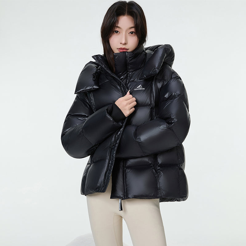Women Fashion Short Down Jacket Filled with 95% white Duck Down Warm Puffer Coat Winter Outdoor Comfortable Casual Outerwear