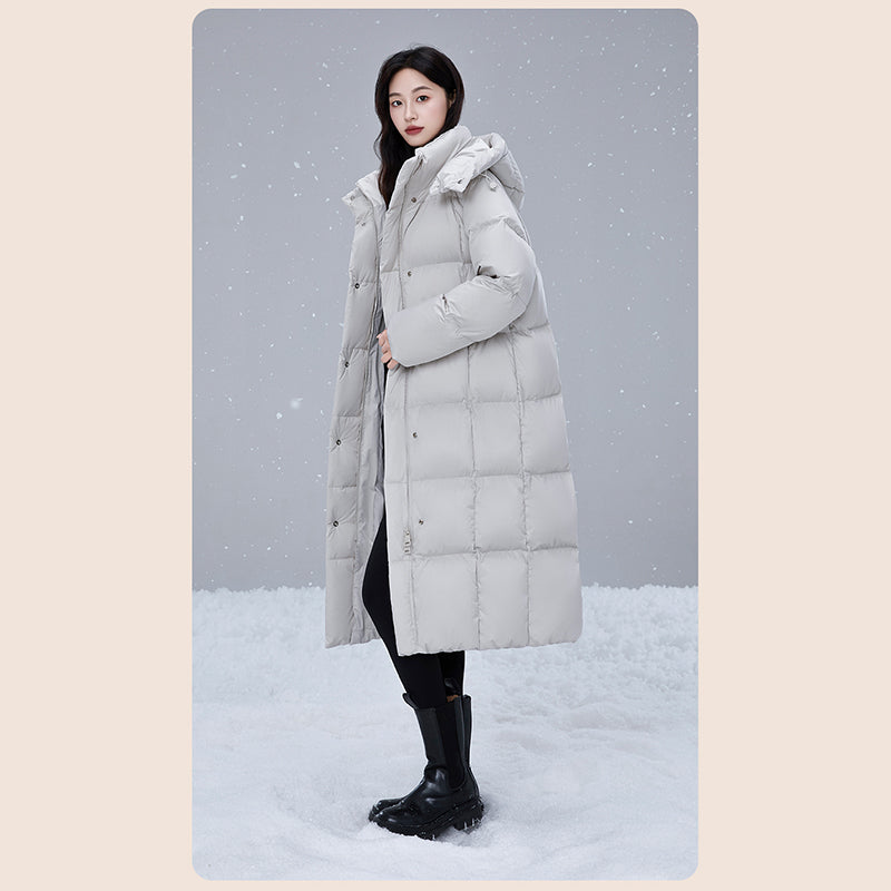 Women Thick Warm Long Down Jacket White Duck Down Loose Outerwear Winter Outdoor Puffer Coat Casual for Cold Weather Streetwear