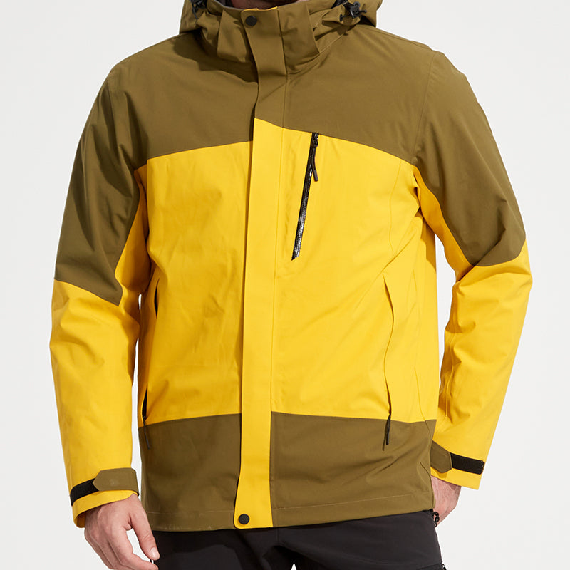 Men 3 In 1 Fashion Down Jacket Autumn Winter Warm Inner Lining Down Coat Outdoor Sports Stand Collar Windproof Puffer Outerwear