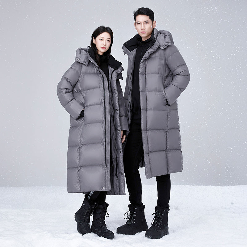 Unisex Leisure Loose Long Down Jacket White Duck Down Fashion Outerwear Men/Women Winter Outdoor Thick Warm Puffer Coat Hooded
