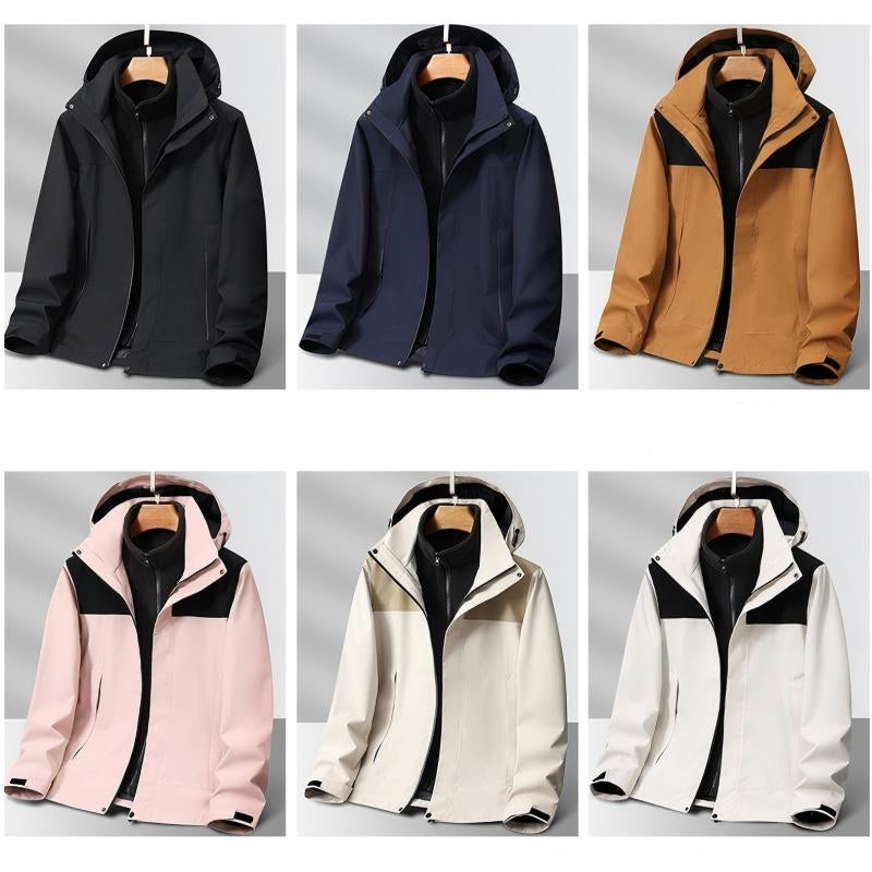 Unisex Autumn Winter 3 In 1 Jacket Outdoor Ski Sports Fashion Coat Men/Women Plush Warm Inner Lining Breathable Outerwear