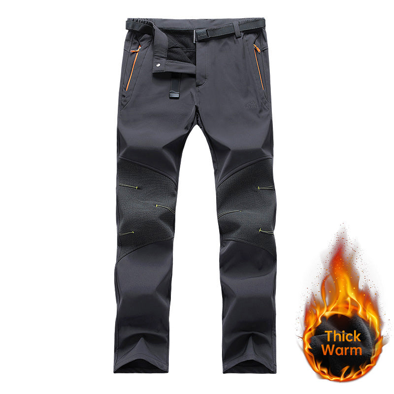 Men's Autumn Winter Fleece Warm Long Pants Thick Comfortable Casual Overalls Outdoor Sports Waterproof Softshell Trousers