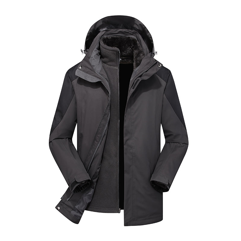 Mens Leisure 3 In 1 Sports Jacket Autumn Winter Plush Warm Inner Lining Coat Outdoor Mountaineering Skiing Fashion Outerwear