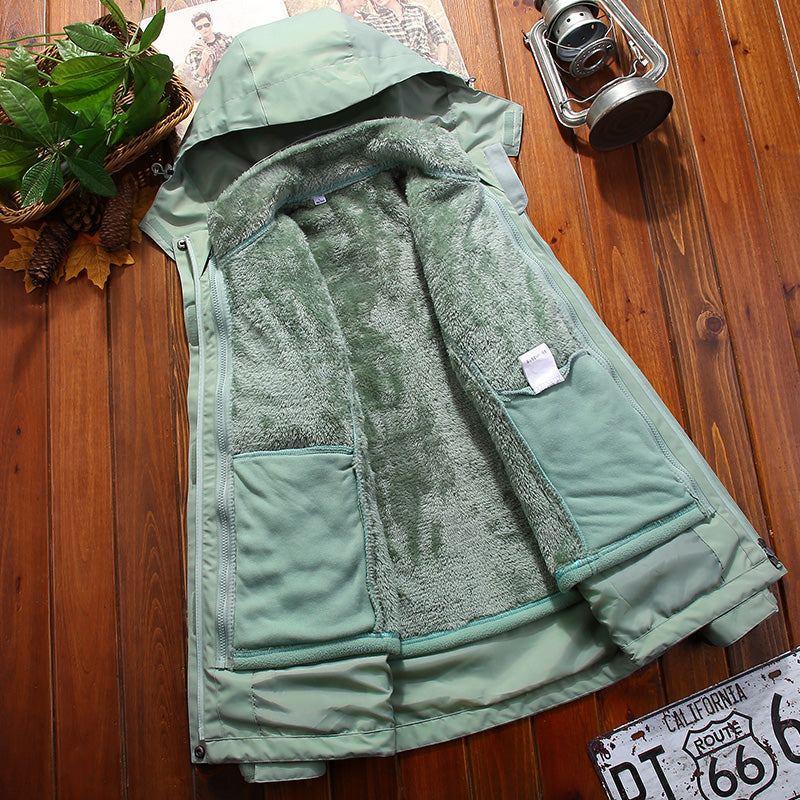 Women 3 In 1 Fashion Jacket Autumn Winter Plush Warm Inner Lining Coat Outdoor Running Sports Comfortable Breathable Outerwear