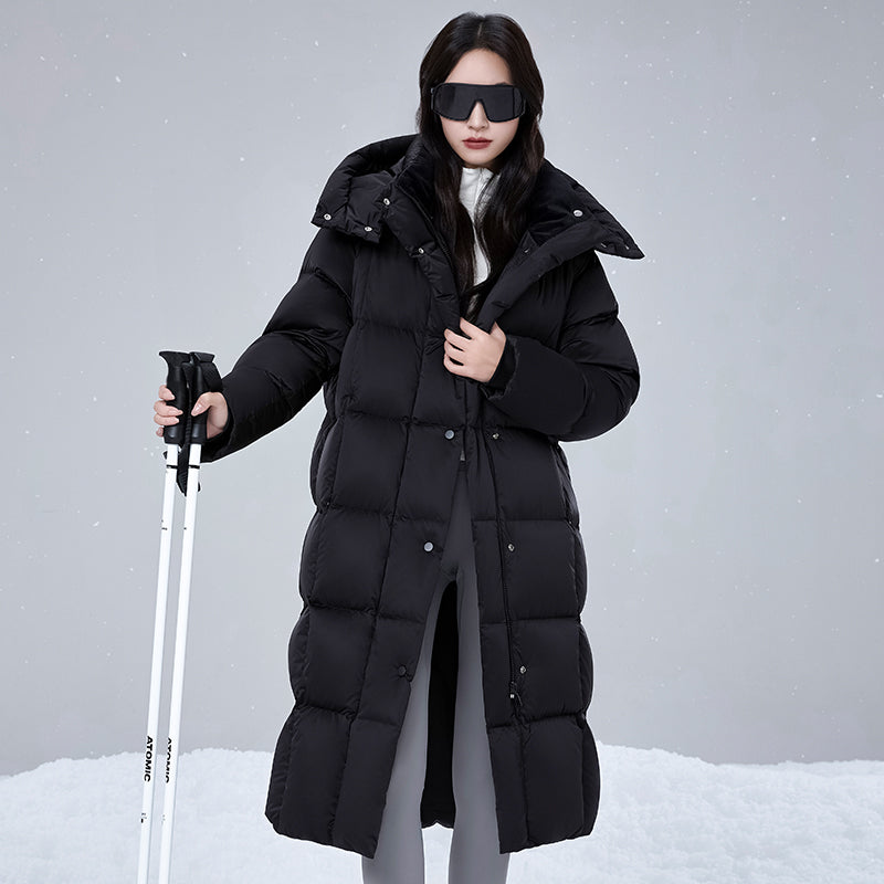 Women Thick Warm Long Down Jacket White Duck Down Loose Outerwear Winter Outdoor Puffer Coat Casual for Cold Weather Streetwear