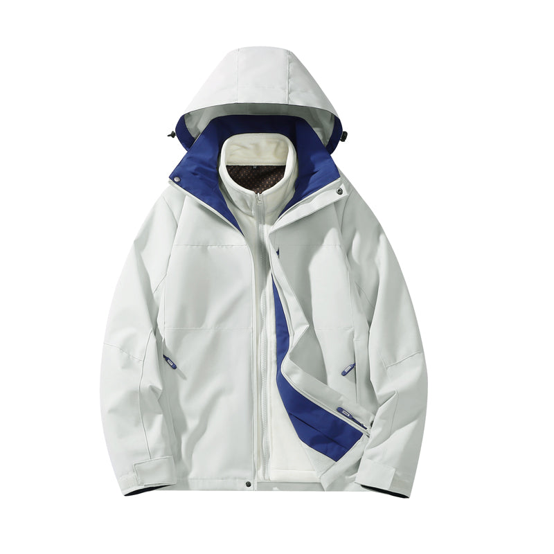 Mens Leisure 3 In 1 Sports Jacket Autumn Winter  Warm Inner Lining Coat Outdoor Hiking Camping Windproof Utility Outerwear