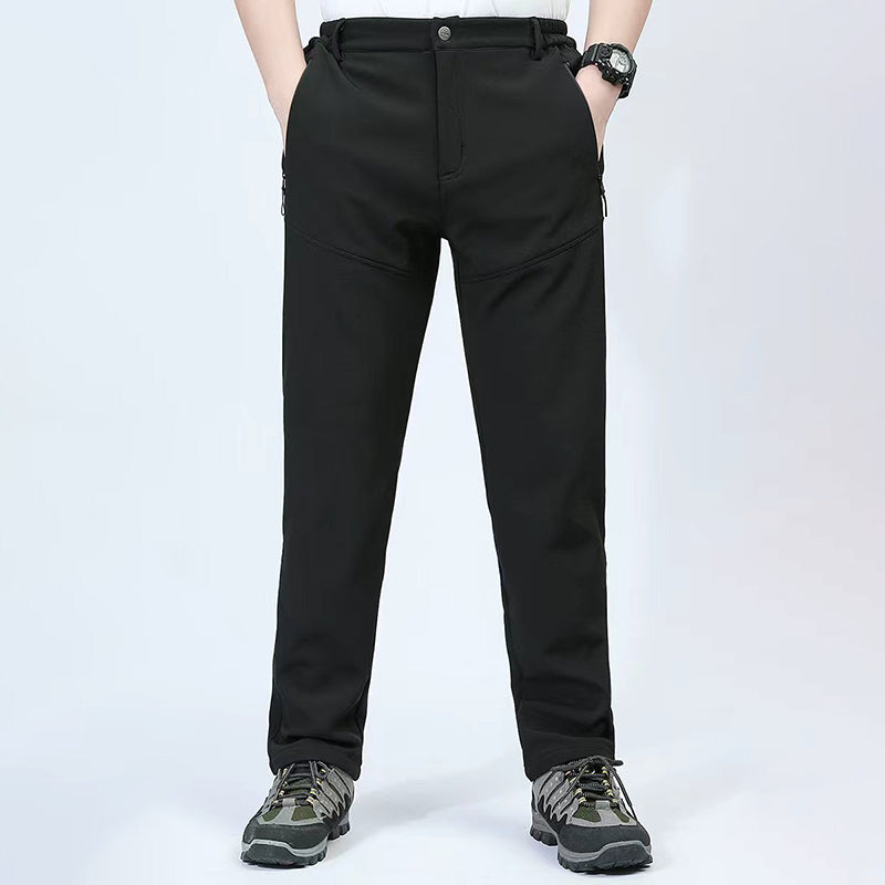 Men Autumn Winter Fleece Warm Casual Overalls Outdoor Sport Stretch Breathable Trousers Soft Comfortable Fabric Long Pants
