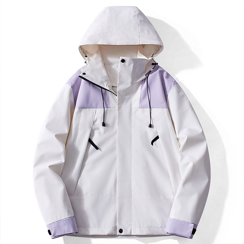 Unisex Casual Jacket Outdoor Waterproof 2633Hooded Windbreaker Utility Outerwear Men/Women Hiking Camping Windproof Light Clothes