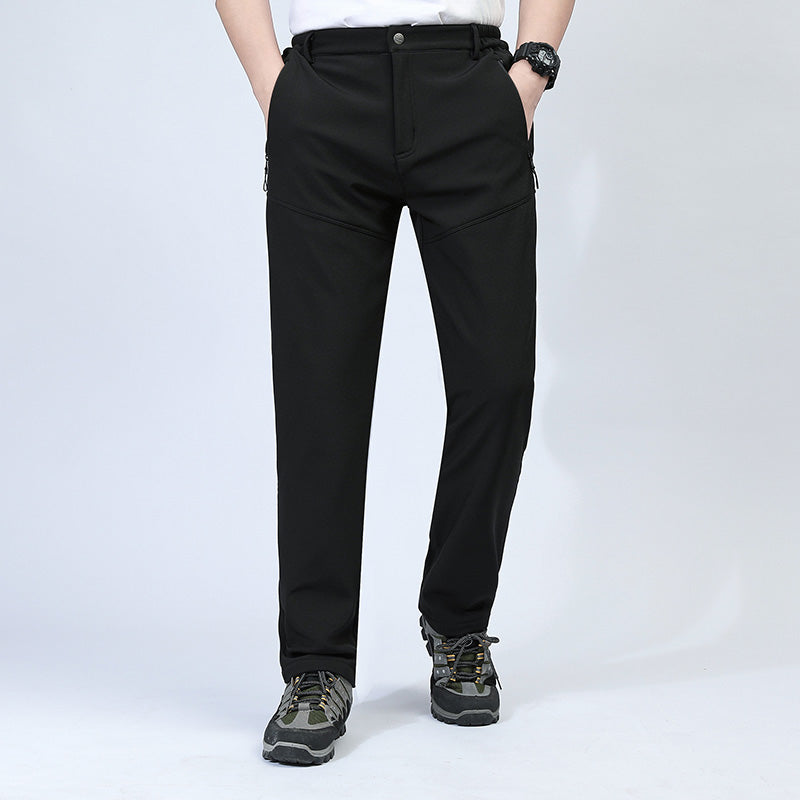 Men Autumn Winter Fleece Warm Casual Overalls Outdoor Sport Stretch Breathable Trousers Soft Comfortable Fabric Long Pants