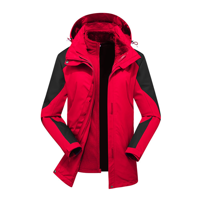Mens Leisure 3 In 1 Sports Jacket Autumn Winter Plush Warm Inner Lining Coat Outdoor Mountaineering Skiing Fashion Outerwear