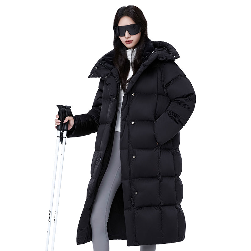 Women Thick Warm Long Down Jacket White Duck Down Loose Outerwear Winter Outdoor Puffer Coat Casual for Cold Weather Streetwear
