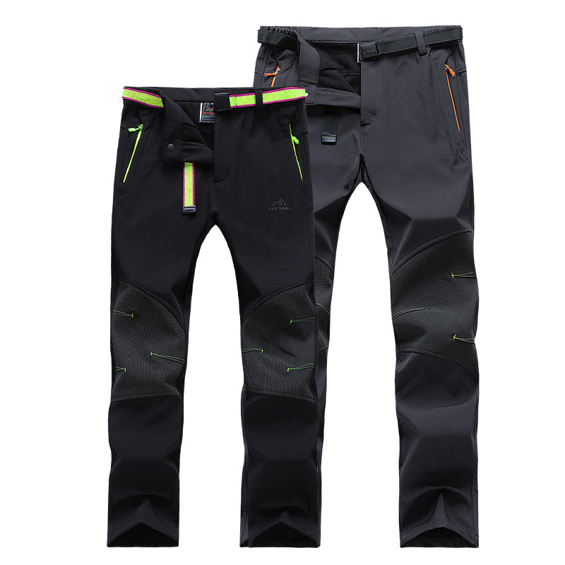 Men's Autumn Winter Fleece Warm Long Pants Thick Comfortable Casual Overalls Outdoor Sports Waterproof Softshell Trousers