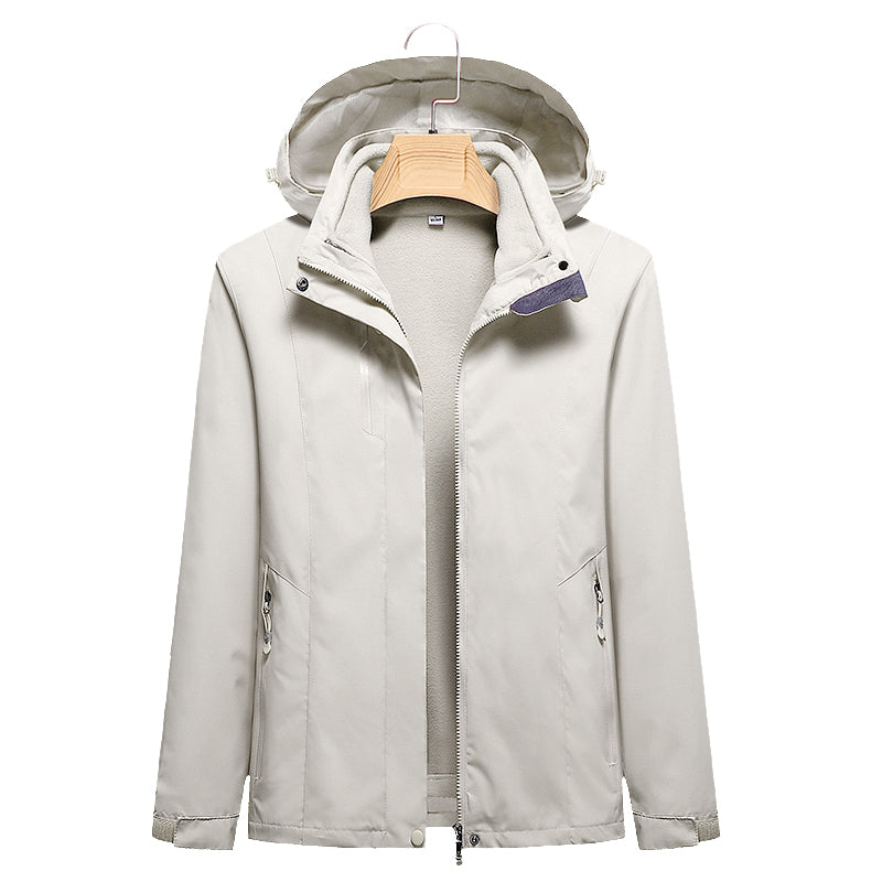Women's 3 in 1 Fashion Jacket Outdoor Travel Camping Waterproof Detachable Hooded Jacket Autumn and Winter Windproof Warm Coat