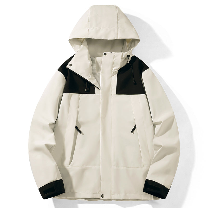 Unisex Casual Jacket Outdoor Waterproof 2633Hooded Windbreaker Utility Outerwear Men/Women Hiking Camping Windproof Light Clothes