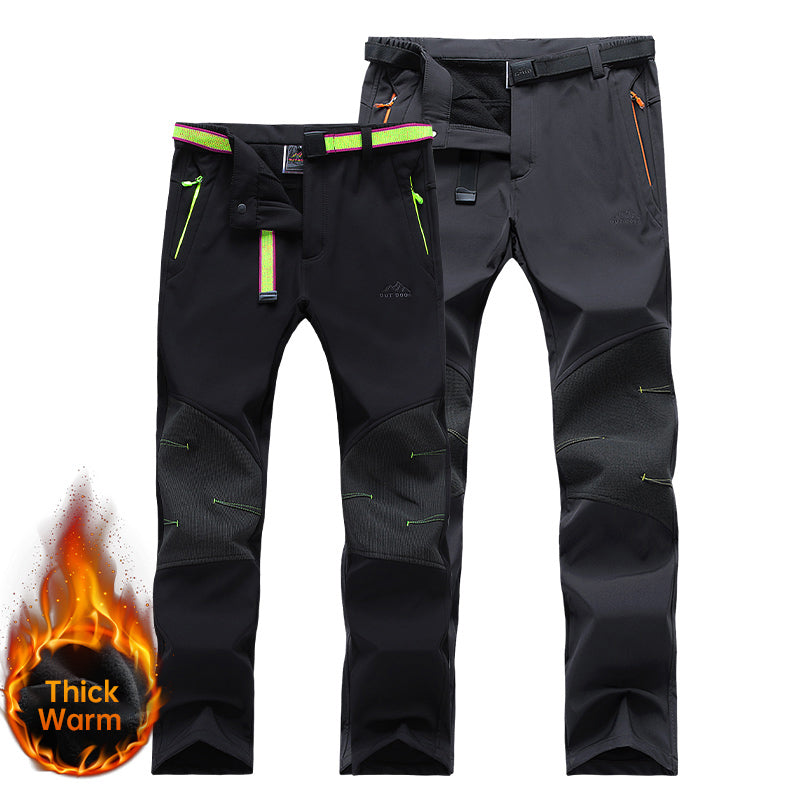 Men's Autumn Winter Fleece Warm Long Pants Thick Comfortable Casual Overalls Outdoor Sports Waterproof Softshell Trousers