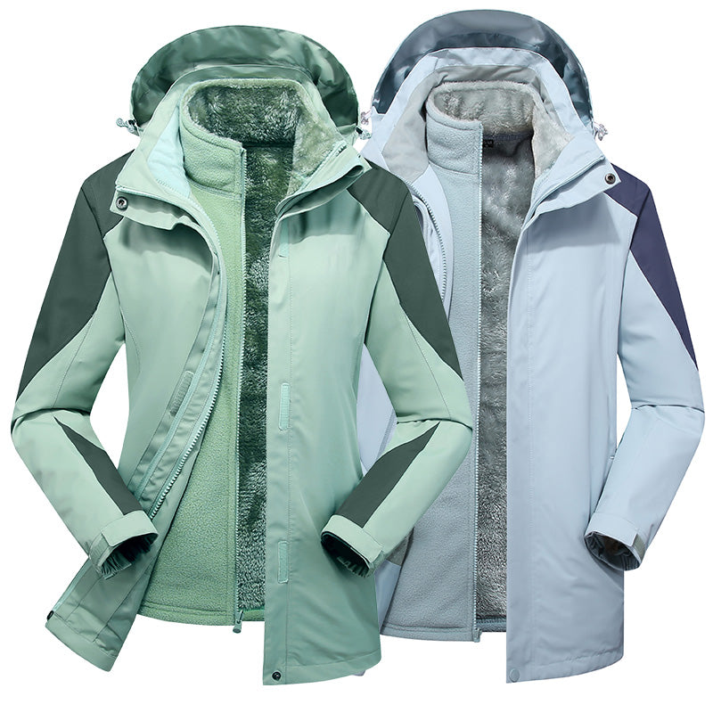 Mens Leisure 3 In 1 Sports Jacket Autumn Winter Plush Warm Inner Lining Coat Outdoor Mountaineering Skiing Fashion Outerwear