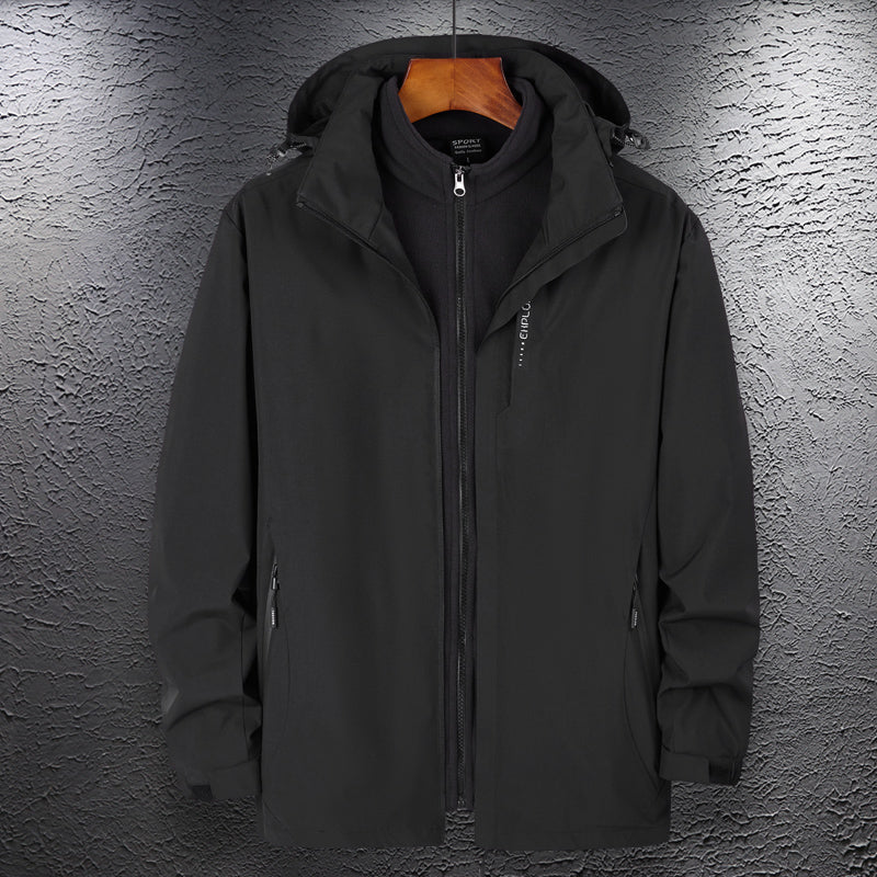 Women 3 In 1 Warm Inner Lining Jacket Outdoor Hiking Windproof Detachable Hat Coat Autumn Winter Casual Waterproof Outerwear