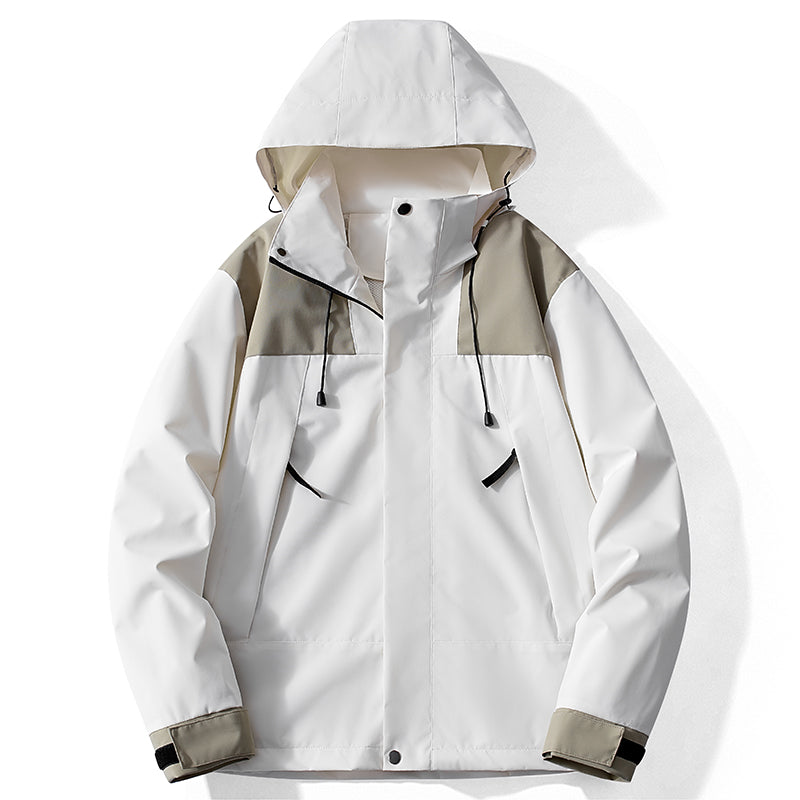 Unisex Casual Jacket Outdoor Waterproof 2633Hooded Windbreaker Utility Outerwear Men/Women Hiking Camping Windproof Light Clothes