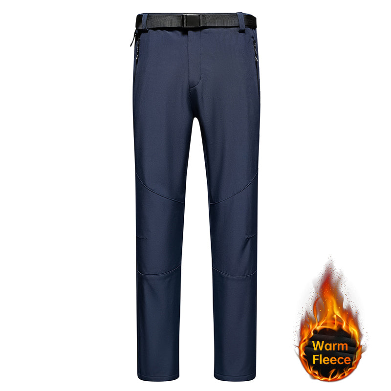 Men's Autumn Winter Fleece Warm Casual Pants Business Slim Fashion Suit Pants Stretch Cosy Fabric Comfortable Long Pants