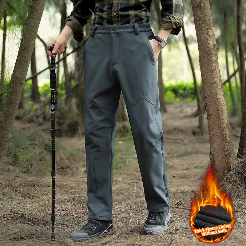 Men's Autumn Winter Fleece Warm Casual Overalls Outdoor Camping Hiking Breathable Trousers Stretch Cosy Fabric Long Pants