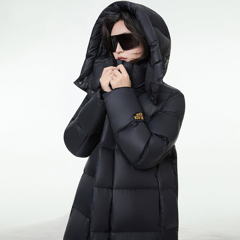 Women Fashion Long Down Jacket White Duck Down Warm Loose Outerwear Winter Outdoor Comfortable Thick Puffer Coat Hooded