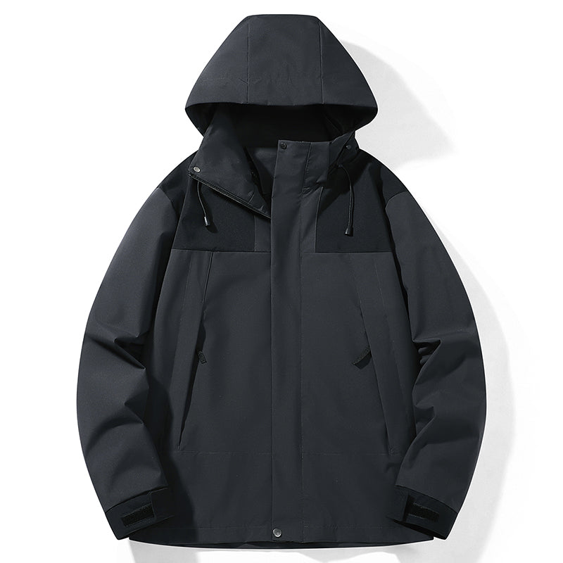 Unisex Casual Jacket Outdoor Waterproof 2633Hooded Windbreaker Utility Outerwear Men/Women Hiking Camping Windproof Light Clothes