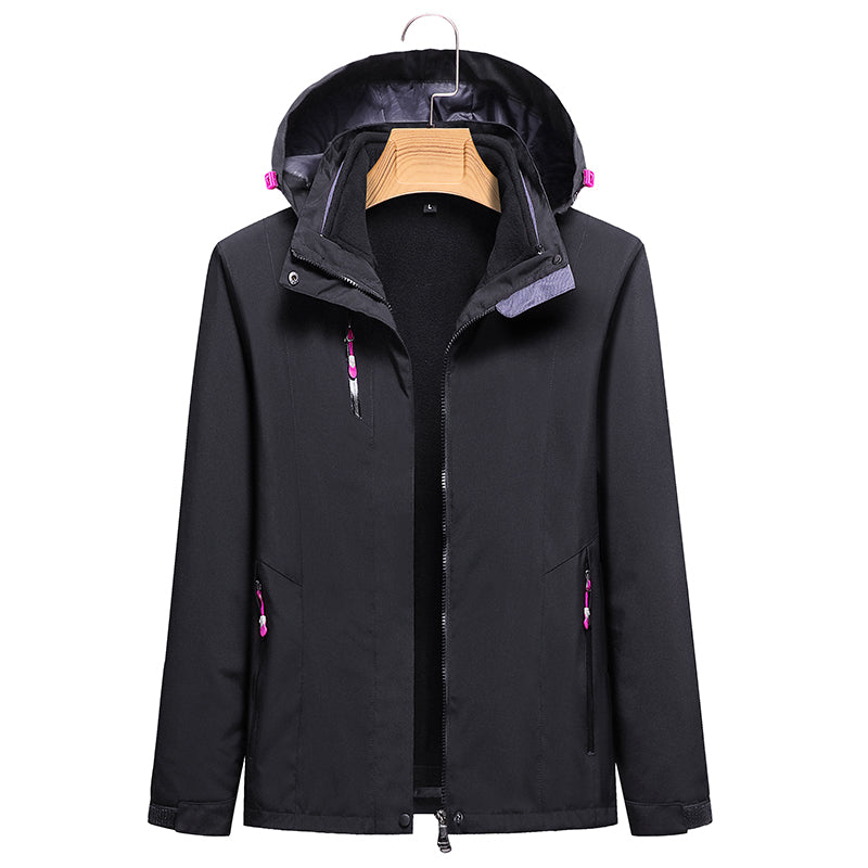 Men's Fashion 3 In 1 Jacket Outdoor Travel Camping Waterproof Detachable Hat Coat Autumn Winter Windproof Warm Outerwear