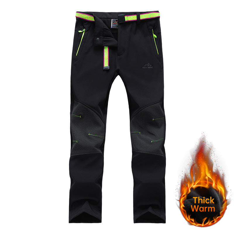 Women Autumn Winter Fleece Warm Long Pants Outdoor Camping Sports Casual Overalls Trousers Waterproof Softshell Thick Trousers