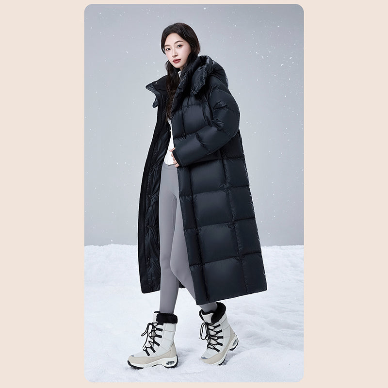 Unisex Leisure Loose Long Down Jacket White Duck Down Fashion Outerwear Men/Women Winter Outdoor Thick Warm Puffer Coat Hooded