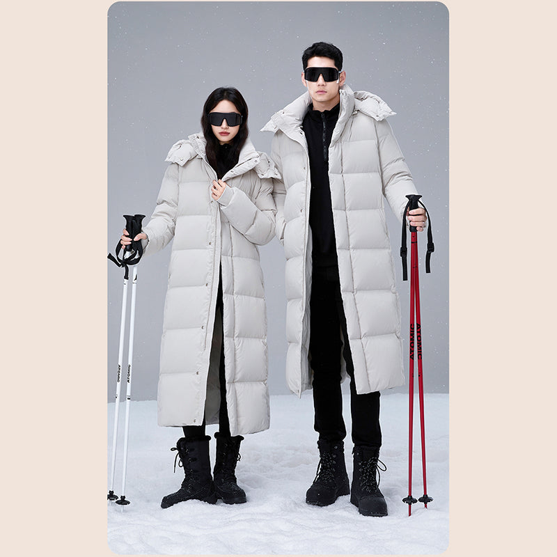 Unisex Thick Warm Loose Down Jacket White Duck Down Fashion Outerwear Men/Women Winter Soft Comfortable Long Puffer Coat