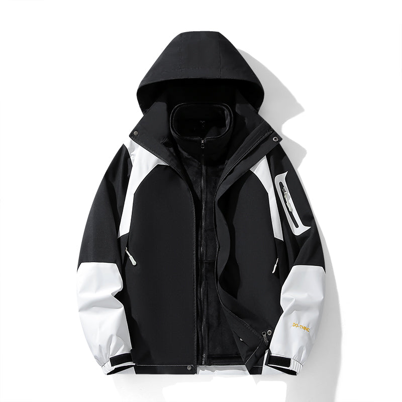 Unisex Casual 3 In 1 Fleece Jacket Autumn Winter Warm Inner Lining Coat Outdoor Men/Women Hiking Camping Utility Outerwear