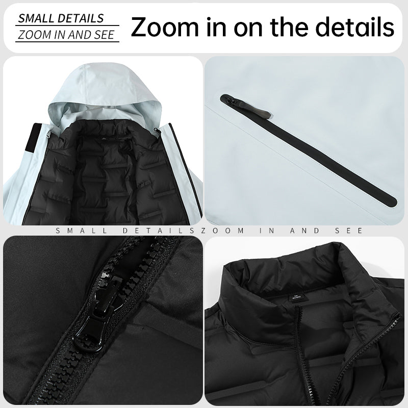 Unisex 3 In 1 Fashion Jacket Autumn Winter Plush Warm Inner Lining Down Coat Men's/Women's Outdoor Skiing Windproof Outerwear