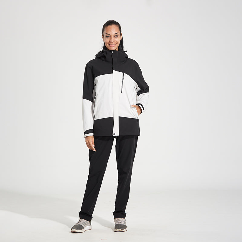 Women 3 In 1 Leisure Down Jacket Autumn Winter Warm Inner Lining Down Coat Outdoor Ski Sports Stand Collar Windproof Outerwear