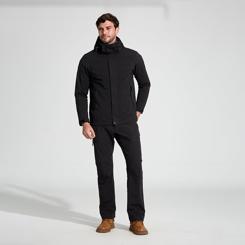 Men 3 In 1 Casual Down Jacket Outdoor Ski Sports Soft Comfortable Puffer Outerwear Autumn Winter Warm Inner Lining Down Coat