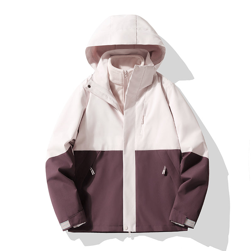 Women 3 In 1 Sports Jacket Autumn Winter Warm Inner Lining Windproof Outerwear Outdoor Travel Breathable Waterproof Fashion Coat