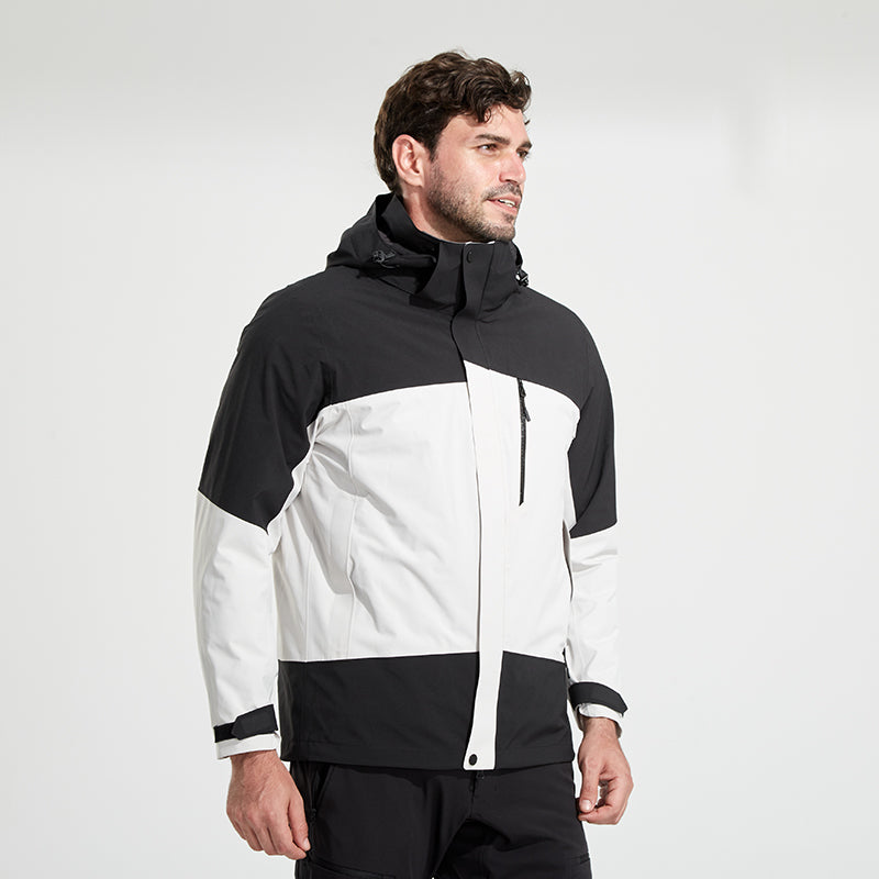 Men 3 In 1 Fashion Down Jacket Autumn Winter Warm Inner Lining Down Coat Outdoor Sports Stand Collar Windproof Puffer Outerwear