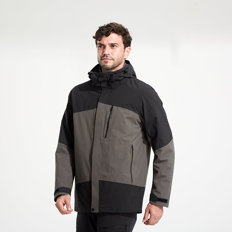 Men 3 In 1 Fashion Down Jacket Autumn Winter Warm Inner Lining Down Coat Outdoor Sports Stand Collar Windproof Puffer Outerwear