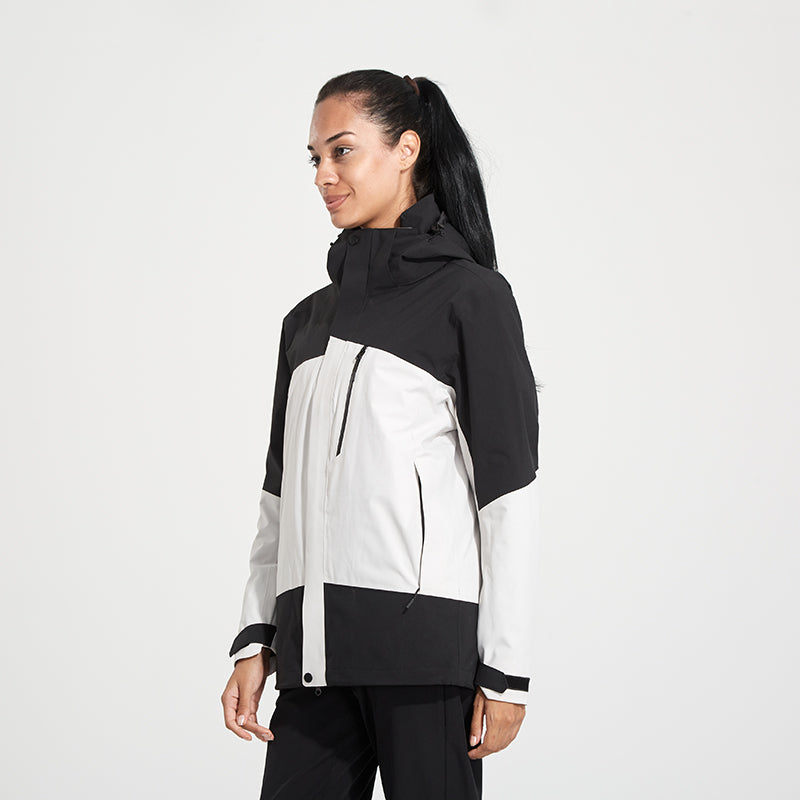 Women 3 In 1 Leisure Down Jacket Autumn Winter Warm Inner Lining Down Coat Outdoor Ski Sports Stand Collar Windproof Outerwear