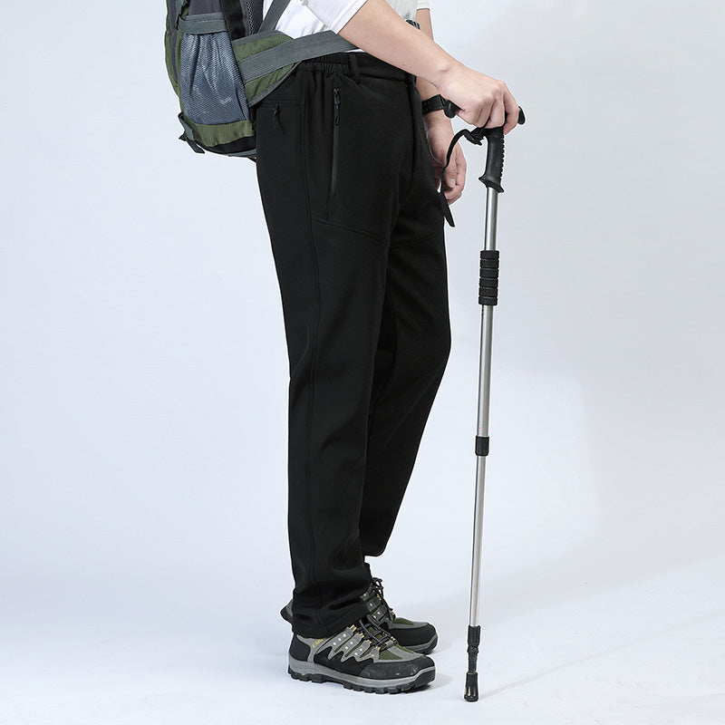 Men Autumn Winter Fleece Warm Casual Overalls Outdoor Sport Stretch Breathable Trousers Soft Comfortable Fabric Long Pants